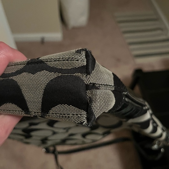 Coach Vintage Black & Gray Signature shoulder bag, leather/canvas, serial number - Picture 13 of 13